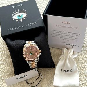 BNIB Timex Jacquie Aiche Watch Pink Sunray Dial Tribe Eye 36mm